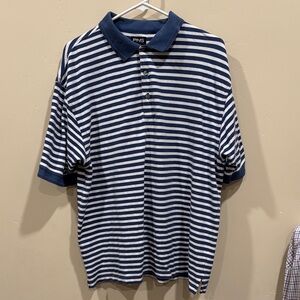 Ping Men's Navy and White Striped Polo Shirt